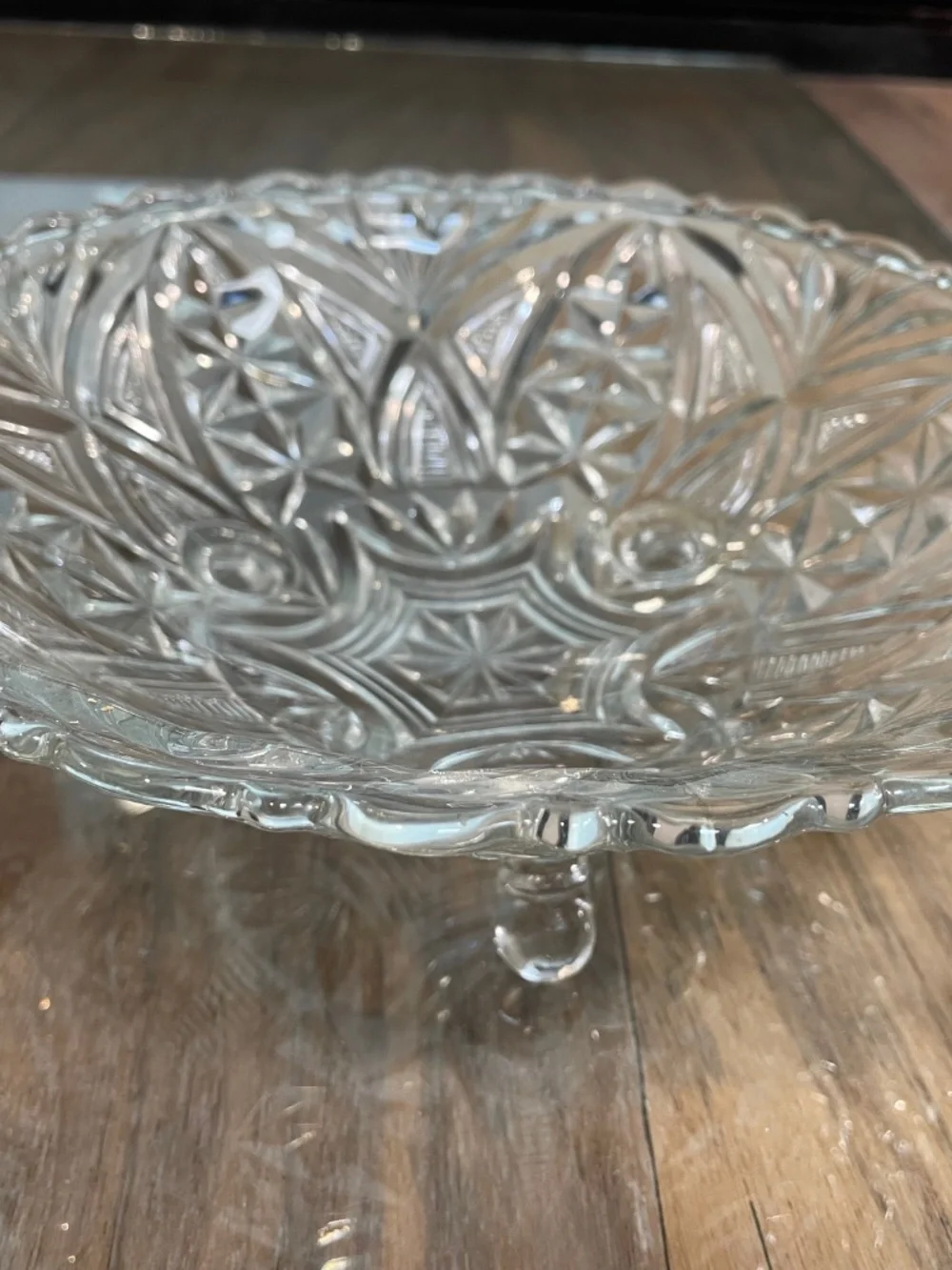 Vintage Glass Bowl on Tripod Feet